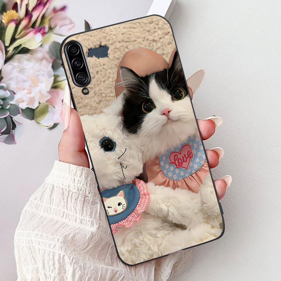 Чехол для телефона Samsung Galaxy A90 5G Чехол для Samsung A90 5G SM-A908B Элегантный Цветочный Кот Раскрашенный Черный Силиконовый Мягкий ТПУ Чехлы