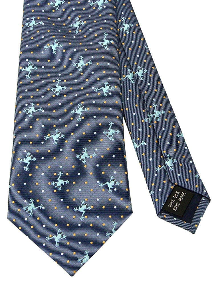 COLORATA Tree Frog Tie X Blue Dots Silk Jacquard Animal Frog Polka Gift Present Red-eyed (145 8.5cm / / / 100% / Weave) Dots/Animal