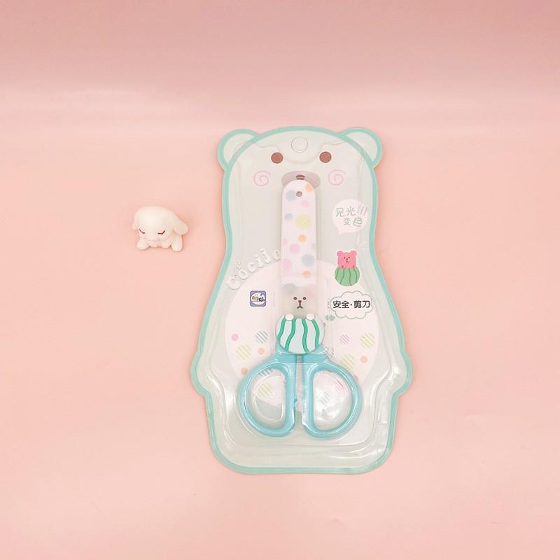 Милые ножницы с героями мультфильмов, корейские креативные безопасные ножницы с защитным чехлом для резки ножниц для бумаги, студенческие канцелярские ножницы