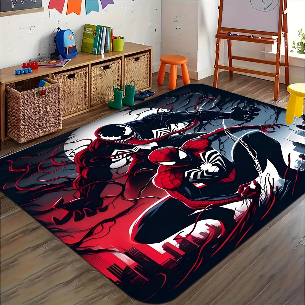 1pc of Marvel Spider- Themed Printed Mat, a Rectangular Rug Made of Machine-Washable Flannel, Suitable As a Decorative Door Ma