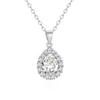925 Sterling Silver Water Drop Shaped Colorful Zircon Pendant Necklace Mother's Day Gift Mom Jewelry for Women Hainon 1286