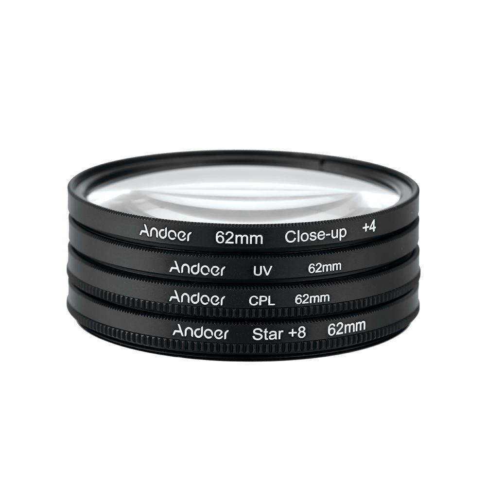 Andoer 62mm UV+CPL+Close-Up+4 +Star 8-Point Filter Circular Filter Kit Circular Polarizer Filter