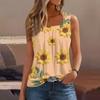 Женская летняя повседневная плиссированная футболка без рукавов с квадратным вырезом и принтом