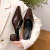 Модные Удобные Туфли на Толстом Каблуке Слипоны Женские Весенне-Осенние Новые С Острым Носком Модные Мюли Для Улицы Шлепанцы Сандалии Размер 35-42
