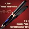 2 In 1 Hair Straightener Ceramic Hair Curler LCD Display Iron Heating Fast Curl Hair 4 Levels Adjustable Temperature