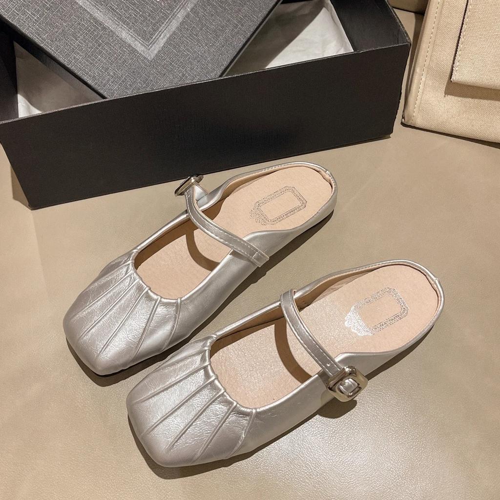 Обувь женская женские тапочки шлепанцы закрытый носок лоферы модные мягкие плоские повседневные резиновые ПУ ажурные базовые лоферы мюли женская обувь