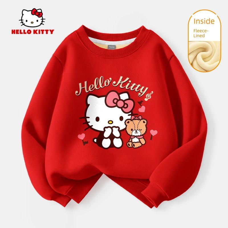 Зимний комплект одежды для девочек Hello Kitty 2025 Новая Модная и Стильная Детская Одежда для Новогодних Празднований и Новогодних Поздравлений