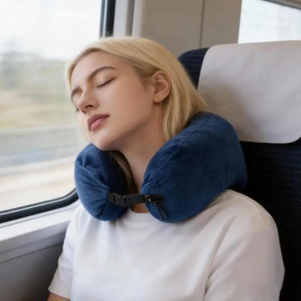 Portable Travel Neck Pillow Solid Color Storage Bag Pillow U Shaped Pillowcase  Travel Use