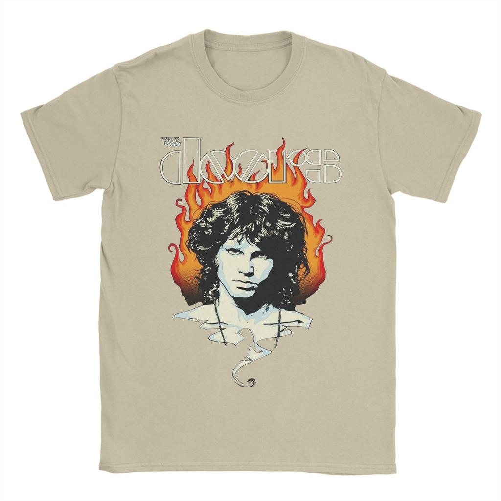 Мужская футболка The Doors  Винтажная музыка   Винтажная хлопковая футболка Футболка с круглым вырезом и коротким рукавом Летние топы