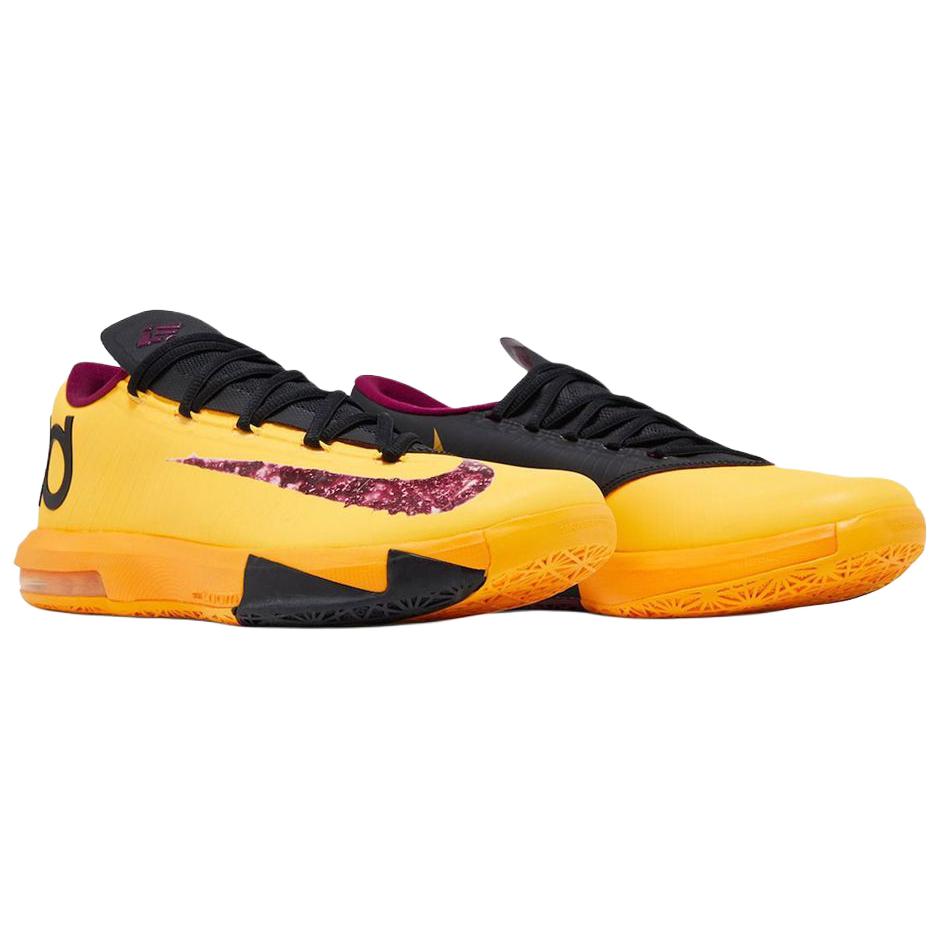 Nike KD 6 Нескользящие износостойкие низкие баскетбольные кроссовки унисекс желто-черные IB6903-800