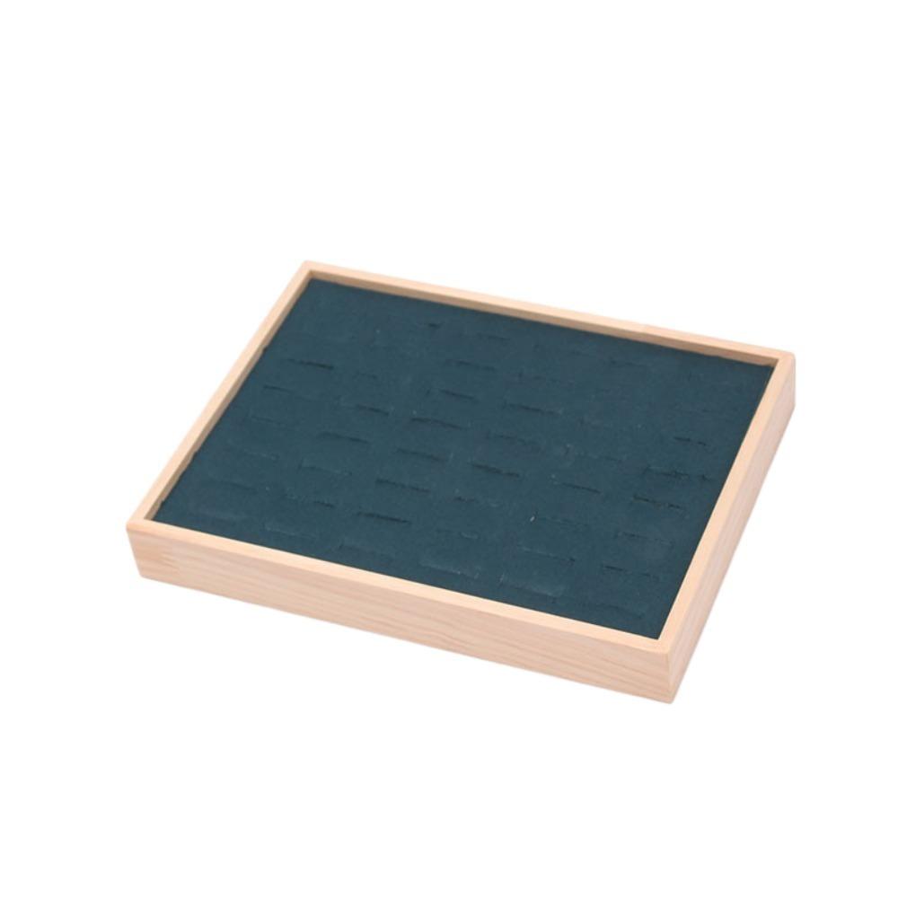 48 Grids Earrings Display Tray Velvet Ring Earring Holder Simple Wood Rings Tray Home