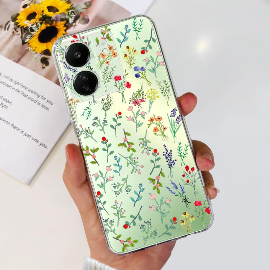 For Xiaomi POCO C65 Case Transparent Silicone Soft TPU Phone Cover For Xiaomi Mi Poco C65 Protective Bumper PocoC65 Flower Funda