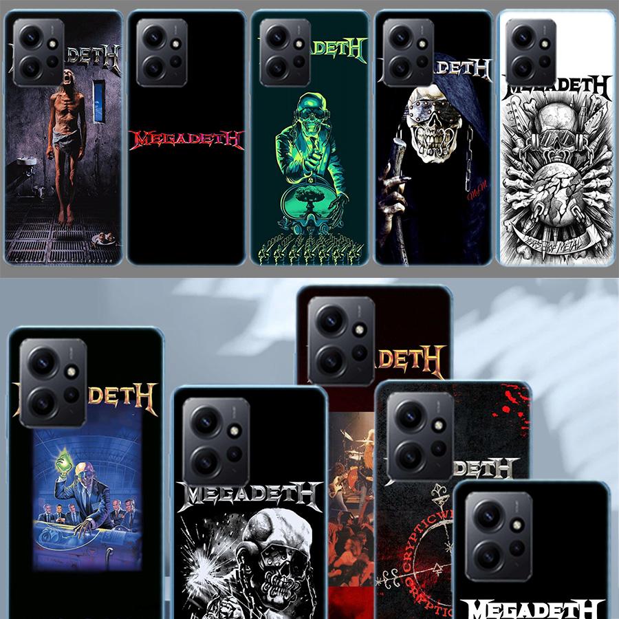 Чехол для телефона Музыкальная группа M-Megadeth для Redmi Note 14 15 Pro 5G 13 12 Pro Plus 11 11T 11E 11S 10 Pro 10S 9 9S Прозрачный TPU