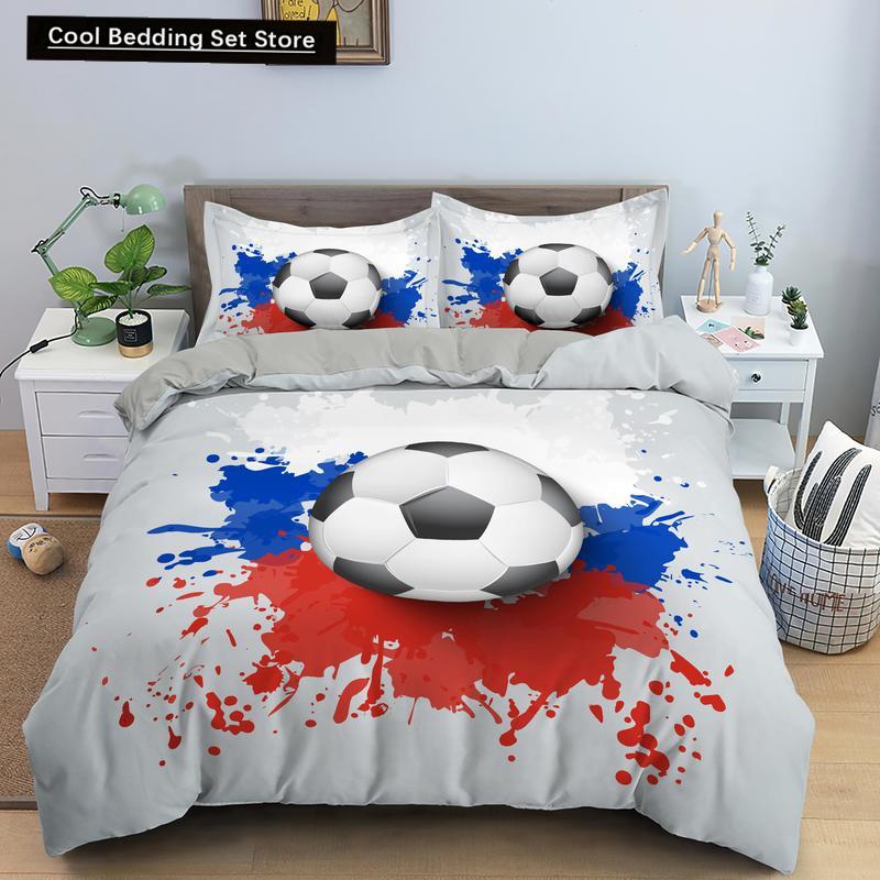 Футбольный Постельный Комплект С Принтом Наволочка Пододеяльник Футбольные Пододеяльники Домашний Текстиль Размер Квин Кинг Спортивная Тематика Пододеяльник