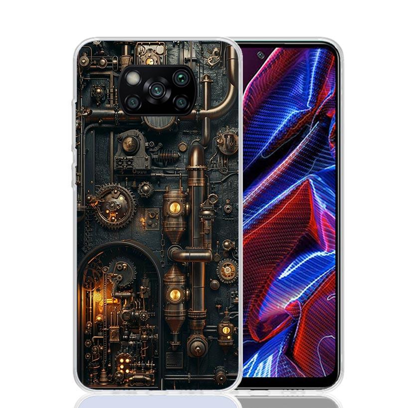 Стимпанк Механический Чехол-Шестеренка для Телефона Xiaomi Redmi Note 10 9 9S 8 8T 7 5 Pro Mi 12T 11T 10T 9T 12 11 Lite A3 A2 Тренд F