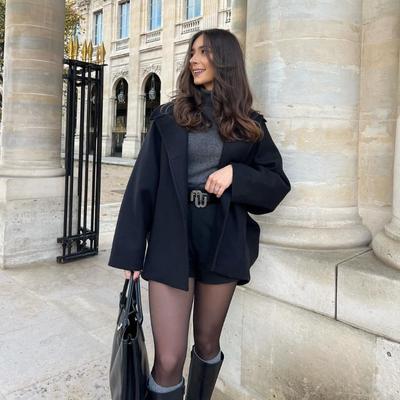 Однобортные пальто с лацканами женские свободные шерстяные с длинным рукавом карманы короткая куртка женская осенне-зимняя верхняя одежда