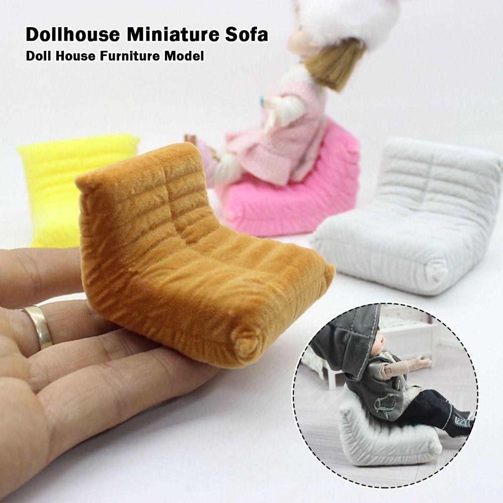 Flocking Dollhouse Accessories 1:12 Mini Lazy Sofa Doll House Accessories
