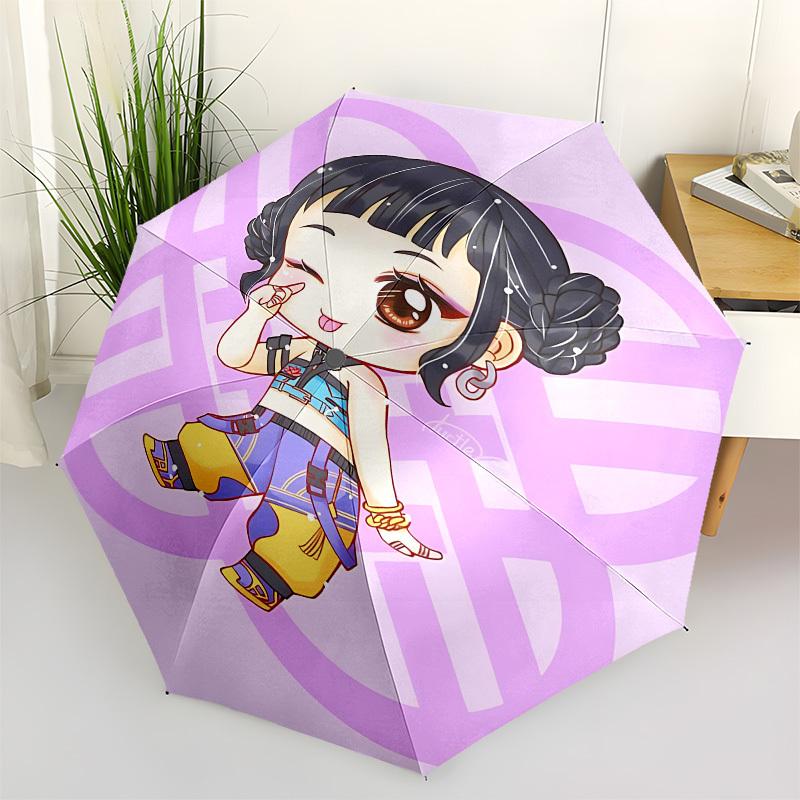 K-POP Anime Girls Group Themed Automatic Opening and Closing Umbrella - 8 Ribs, Suitable for Leisure and Going Out, Outdoor Accessory, Gothi