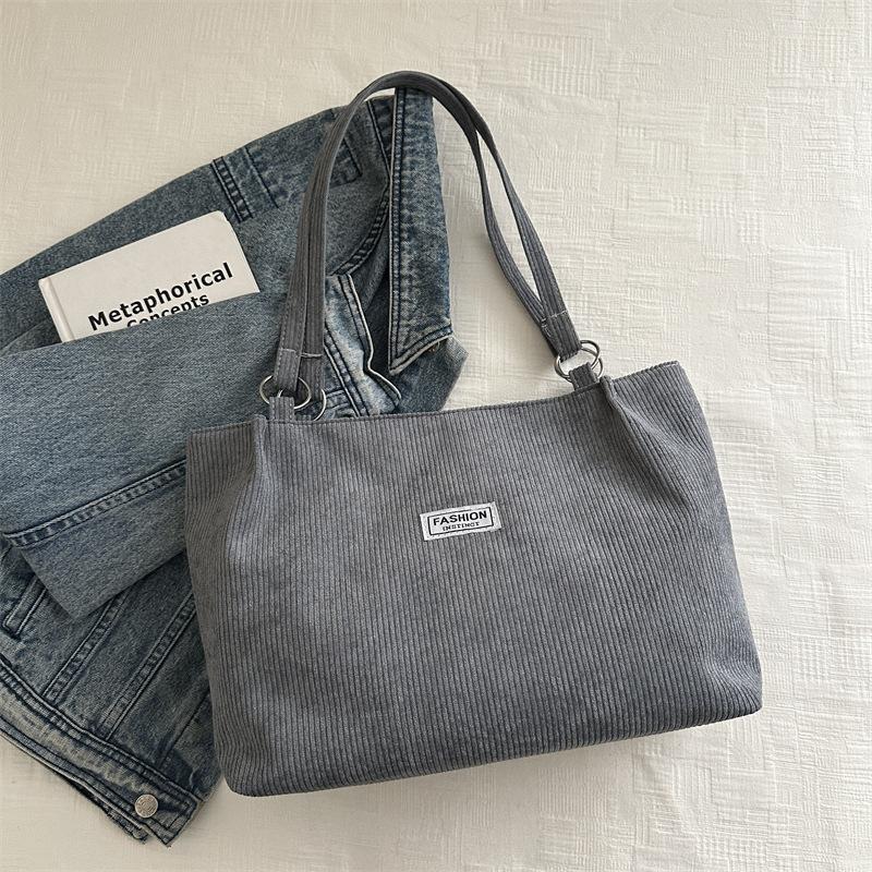 Вельветовая сумка женская большая повседневная сумка через плечо для покупок сумка-тоут для поездок на работу