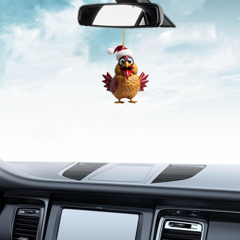 Смешные Рождественские Украшения Акриловые 2D Мультяшные Милые Рождественские Петух Петух Украшение Смешная Рождественская Курица Для Гостиных