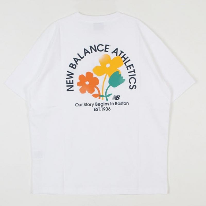 New Balance Футболка с коротким рукавом Half Club Uni Flower, полуоблегающая, Nbnefco233 10, футболка с коротким рукавом
