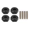 4PCS 12mm Hex Wheel Hub Mount Aluminum Alloy RC Car Hex Drive Adapter Replacement for MJX 14210 16208 Black