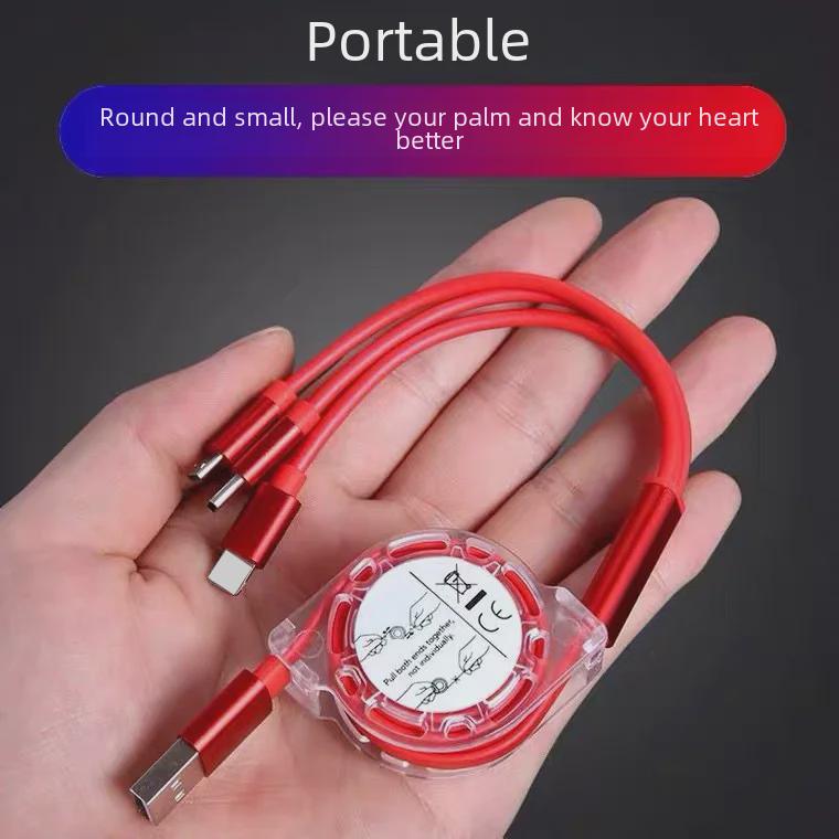 Выдвижной кабель для зарядки мобильного телефона 3-в-1 с фирменным логотипом