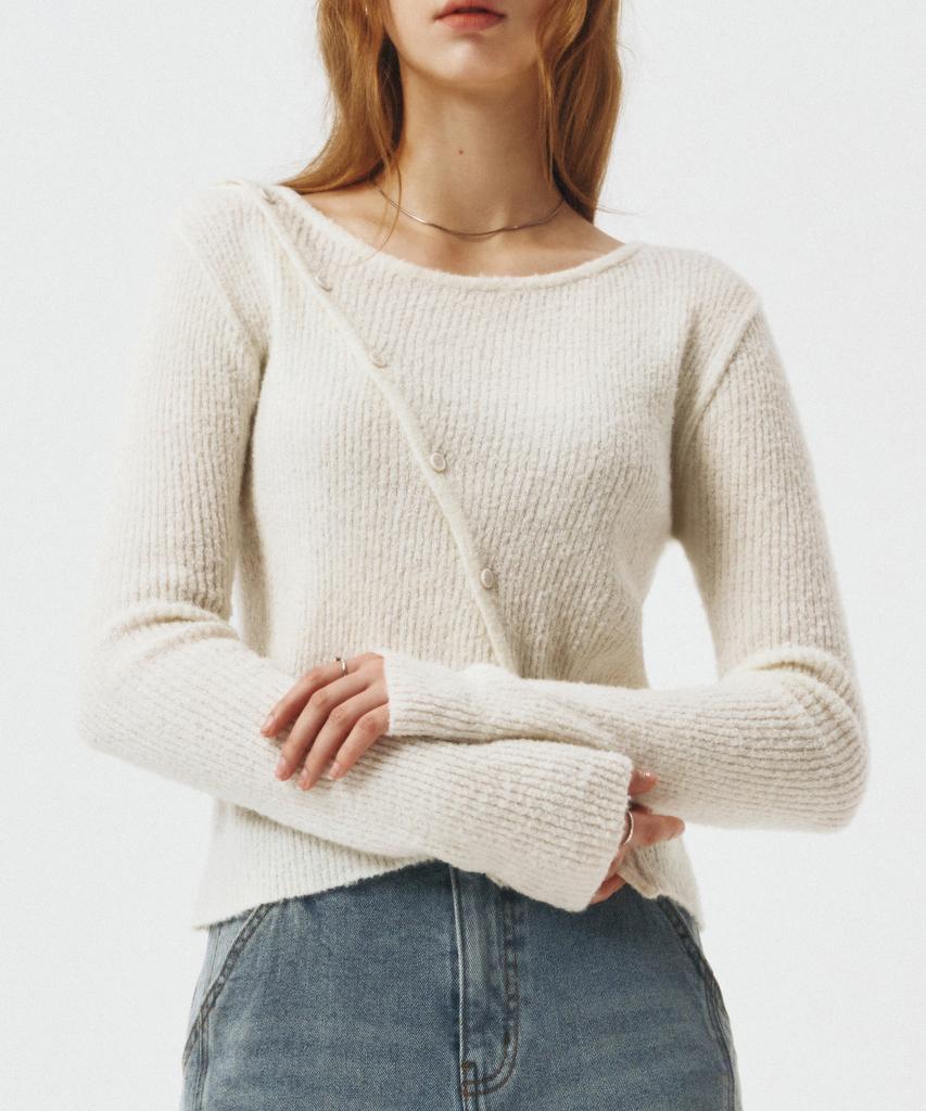 ARTID Cutout Long Sleeve Knit_Ivory