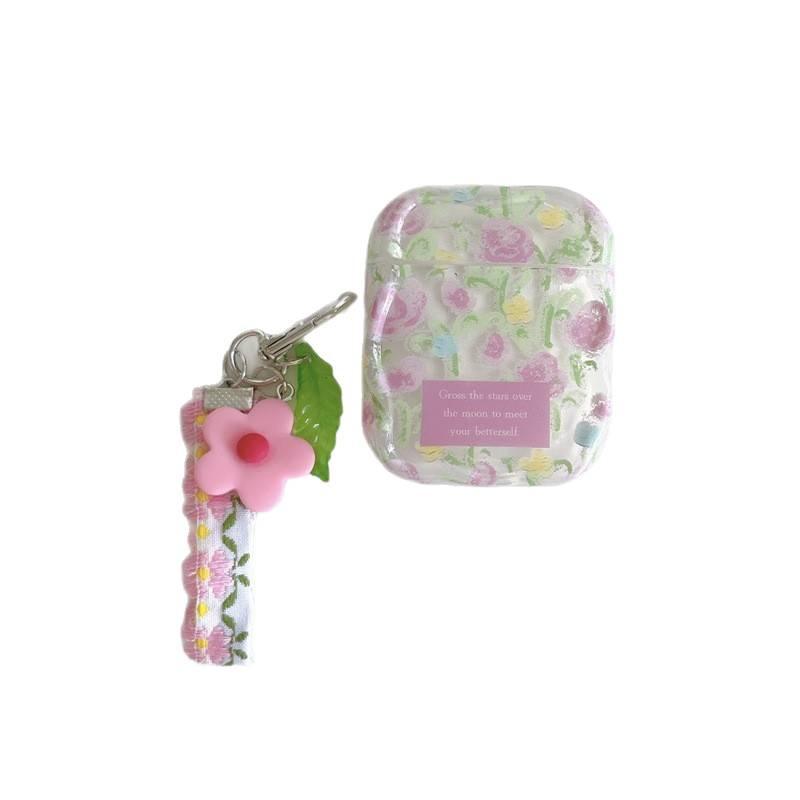 Early spring color hand-painted flowers English label for AirPods 1 /pro1 earphone protective case two or three generations