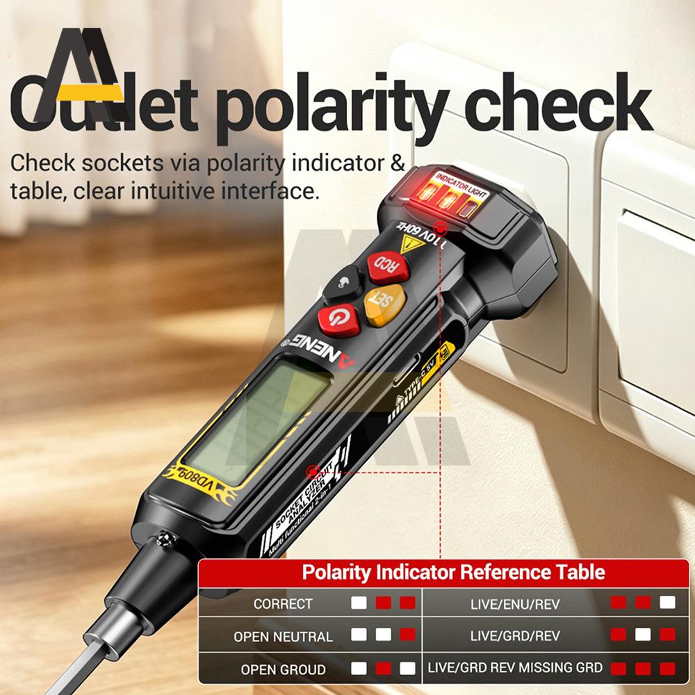 ANENG VD809 Non-contact AC Voltage Detector Tester Meter Voltage 30V-1000V Pen Style Electric Indicator LED Voltage Meter Tools