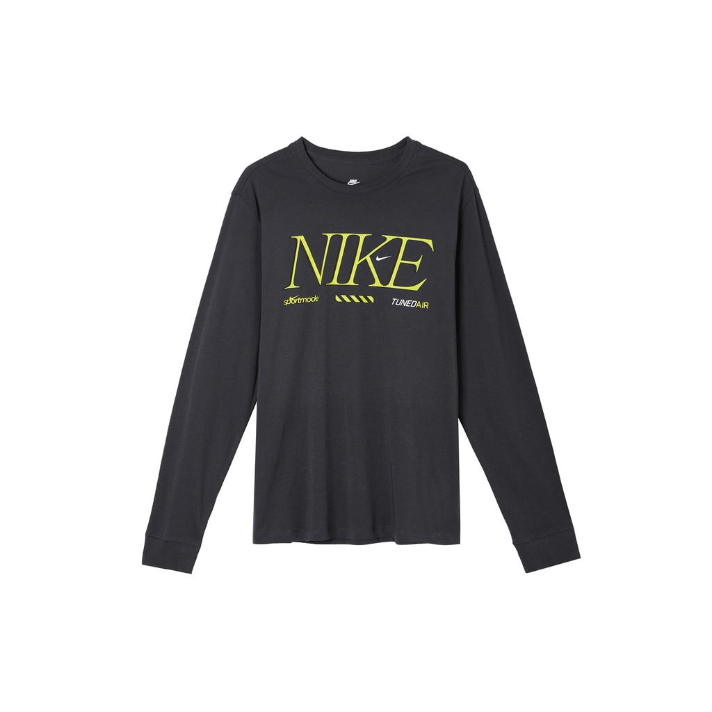 Nike Sportswear Graphic Print Retro Crew Neck Long Sleeve T-Shirt Men Tops Coal-Black FD1340-060
