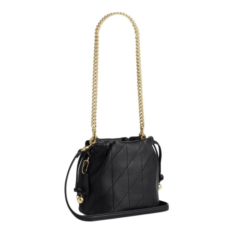 Coach Faye 17 стеганая деталь сумка через плечо из овчины маленькая женская черная