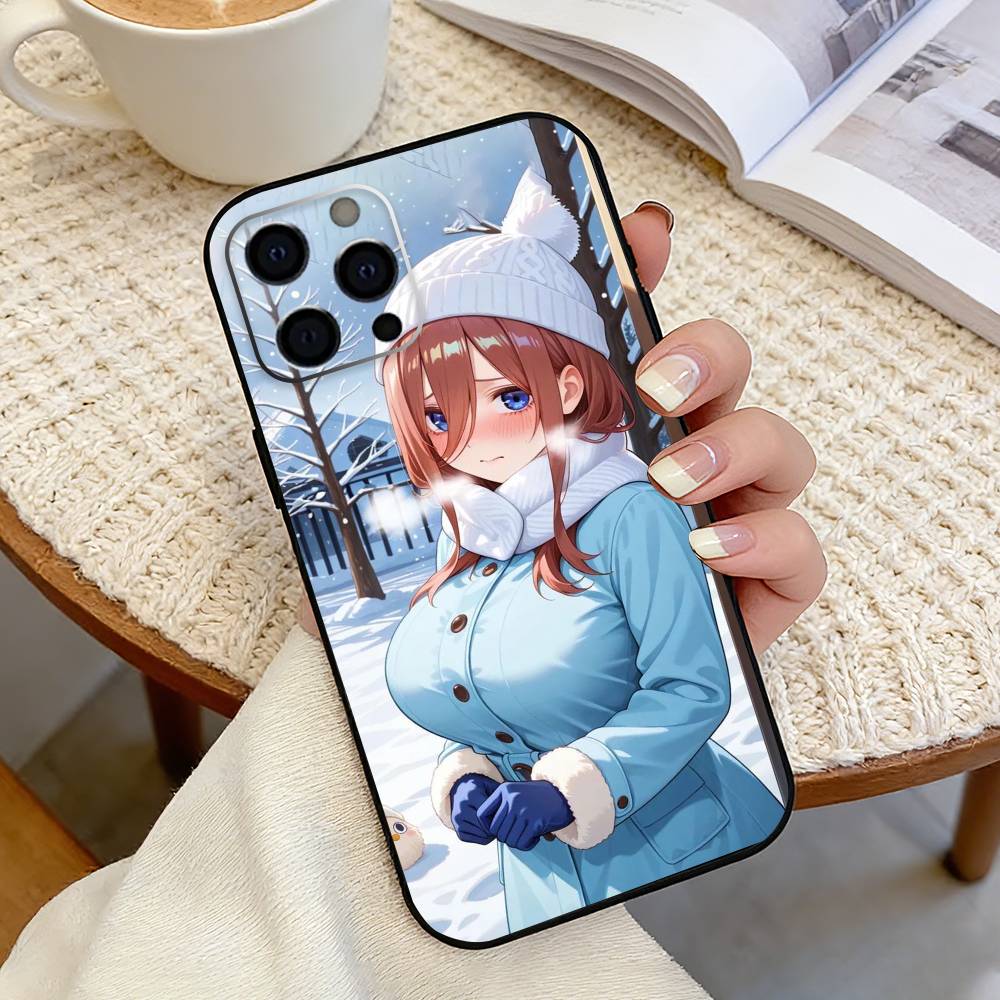 Аниме Мику Н-Накано Чехол для телефона для iPhone 17,16,15,14,13,12,11 Plus,Pro Max,XS,Мягкий силиконовый черный чехол