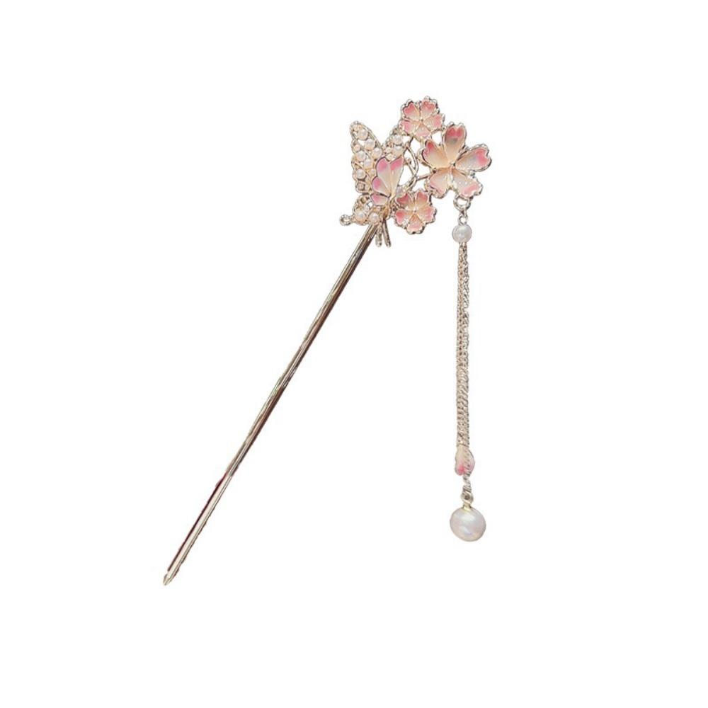 Romantic Cherry Blossom Hair Sticks Chinese Style Hair Clips Elegant Flower Hairpin Party
