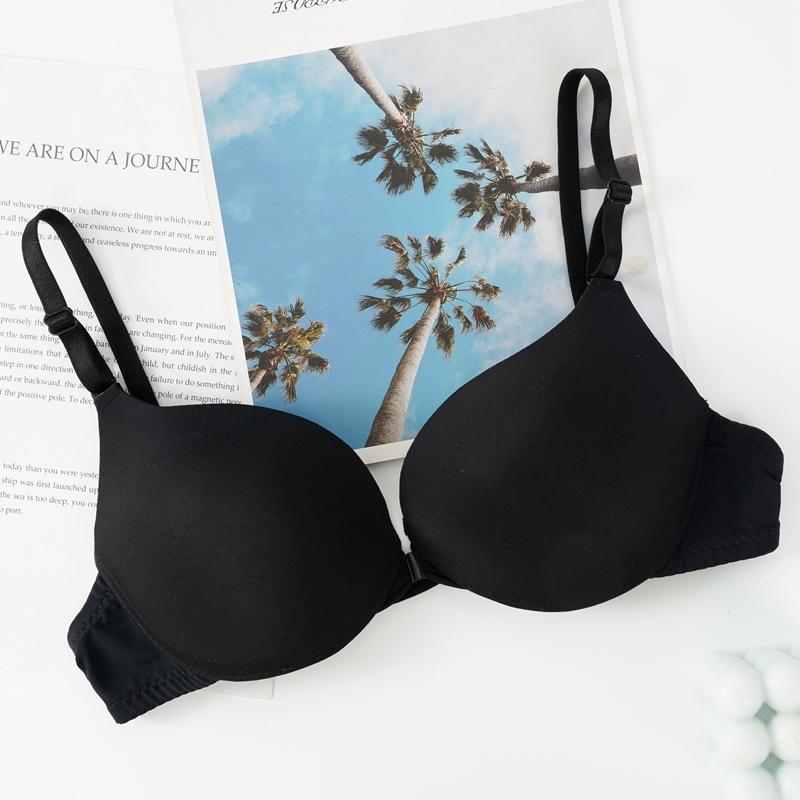 Sexy Gathered Front Clasp Girls Bra Candy Color Glossy One-line Beautiful Back Thin Underwear Bras