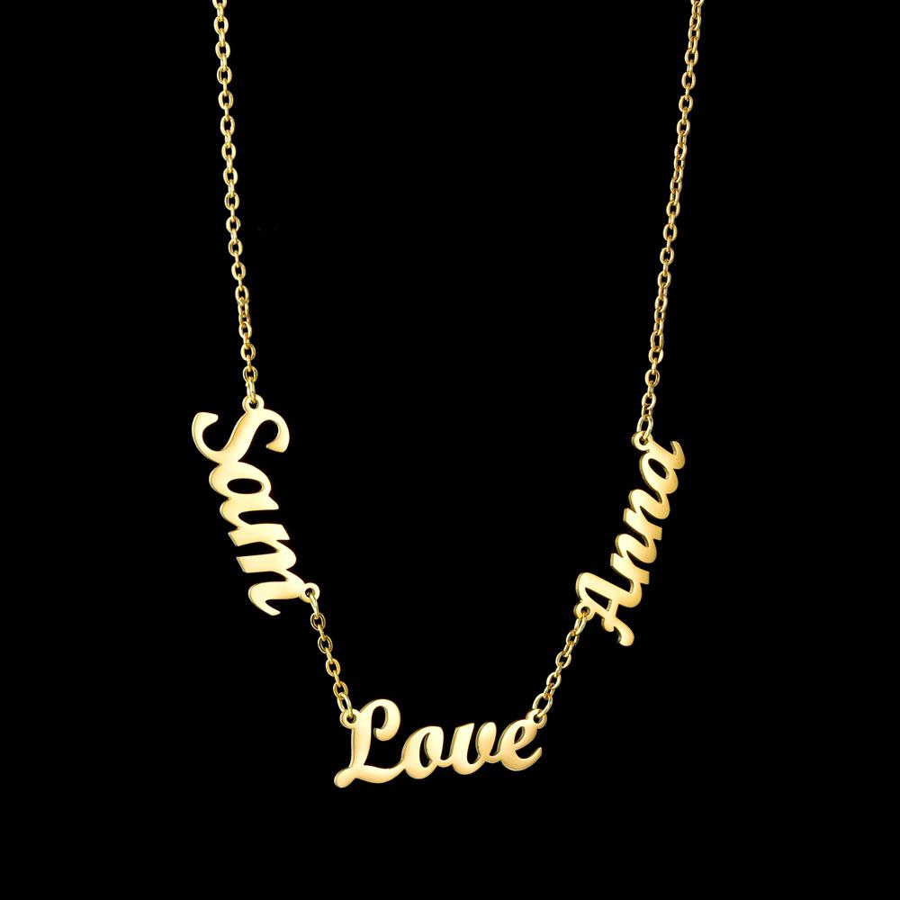 Atoztide Custom Multiple Name Necklace for Women Zircon Heart Stainless Steel Jewelry Choker Chain Personalized Birthday Gift