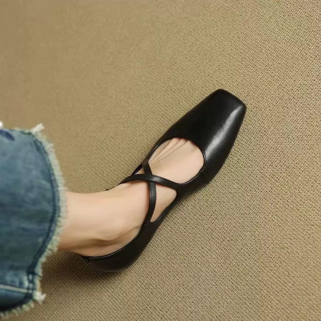 Модель из овчины~ ретро французские туфли-лодочки женские балетки на плоской подошве красные туфли с открытым вырезом вечерние балетки с перекрестным ремешком туфли Мэри Джейн