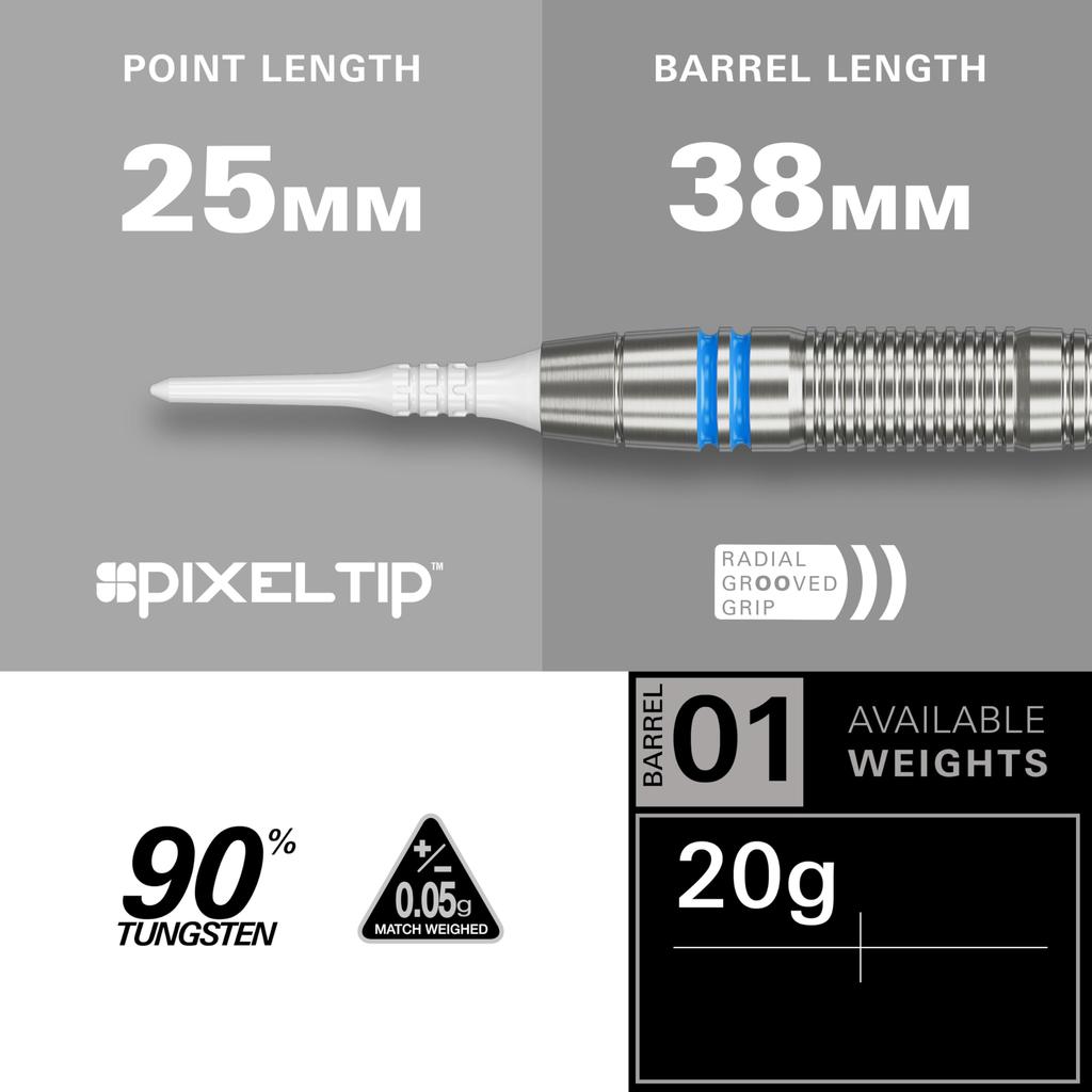 ДАРТСЫ TARGET COLOURS GEN-4 СИНИЕ 90% Вольфрам 20г 2BA Мягкий наконечник