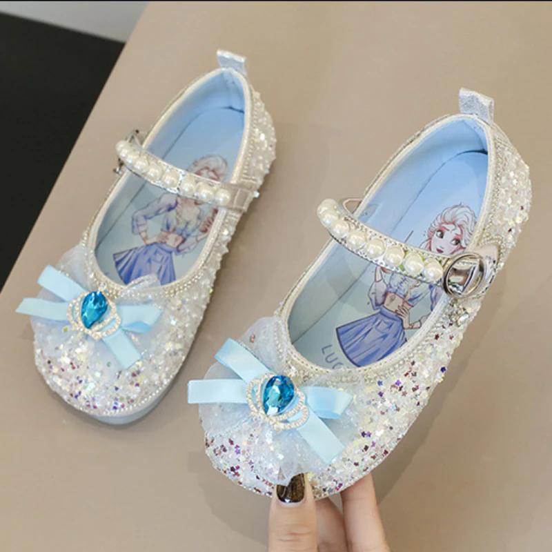 Girl Shoes Trendy Child Leather Shoe Water Diamond Princess Shoe Bow Mary Jane Shoes Fashion Kid Shoes Lolita Shoe