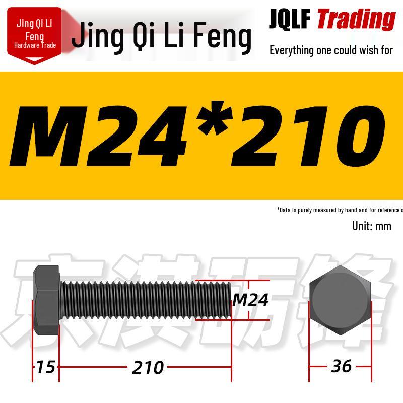 12.9 Grade High-Strength Blackened Hex Bolt M22-M48