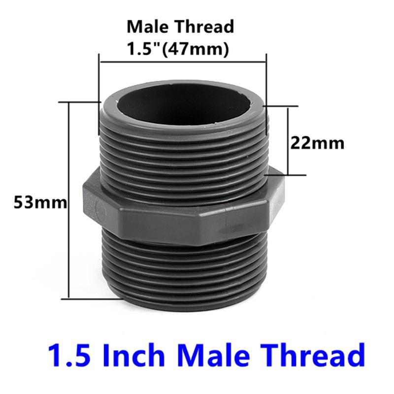 1/2-2Inch Double Male Thread PVC Equal Straight Connectors Aquarium Fish Tank Pipe Connector Fitting Garden Water Pipe Connector