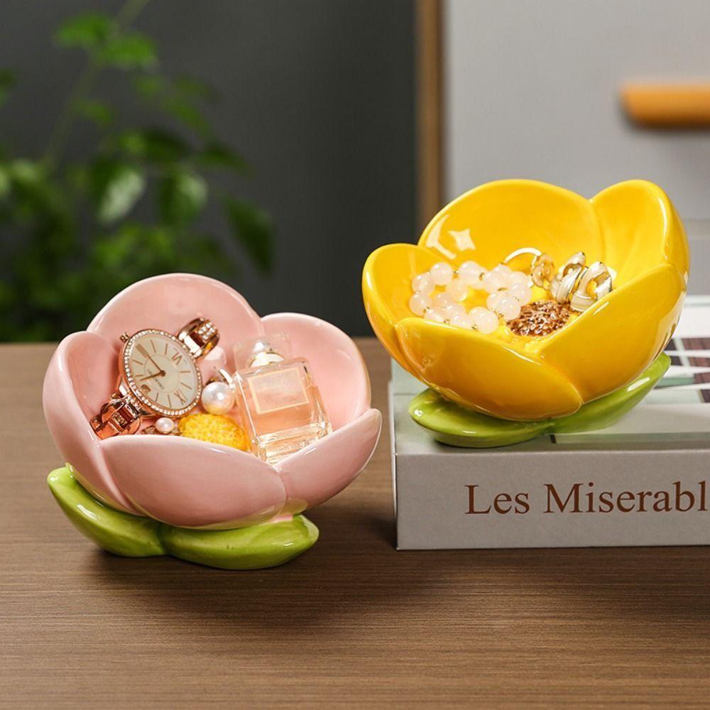 Handmade Tulip Flowers Storage Tray Decorative Flowers Shape Trinket Dish  Women
