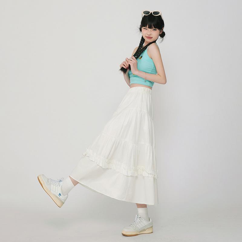 Retro Sweet Versatile Cake Skirt A-line Skirt Draped Casual Long Skirt Spring and Summer Style