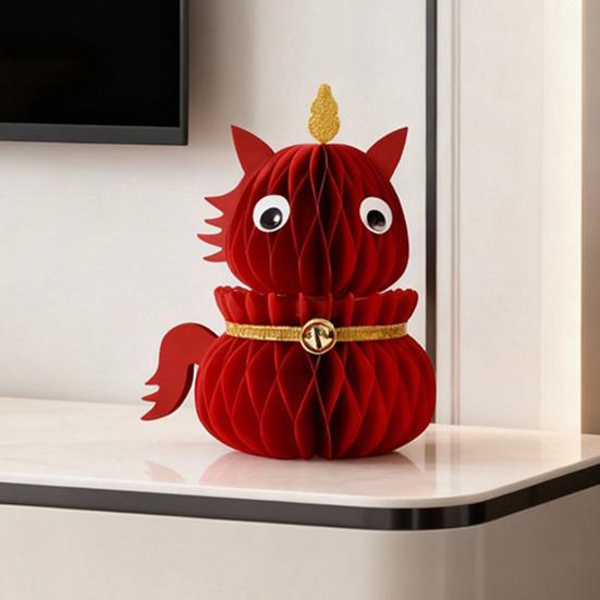 Фигурка лошади на китайский Новый год, выдвижная сотовая, зодиакальная лошадь, украшение, 3D складная бумажная лошадь, настольное украшение для Праздника весны, домашний декор