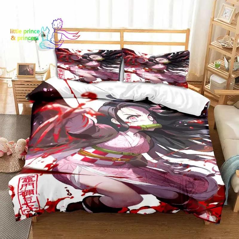 3D K-Kamado N-Nezukos Anime D-Demon S-Slayers Bedding Set Single Twin Full Q-Queens King Size Bed Set Aldult Kid Bedroom 3D Print