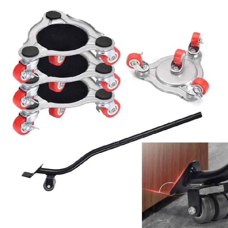 New Furniture Lift Set Furniture Mover Tool 360°Rotation Rubber Wheels Moving Sofa Cabinet Refrigerator 2 Pairs Anti Slip Pad