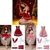 Christmas Dress With Lace And Plush Ball Decoration For Holiday Cosplay And Events