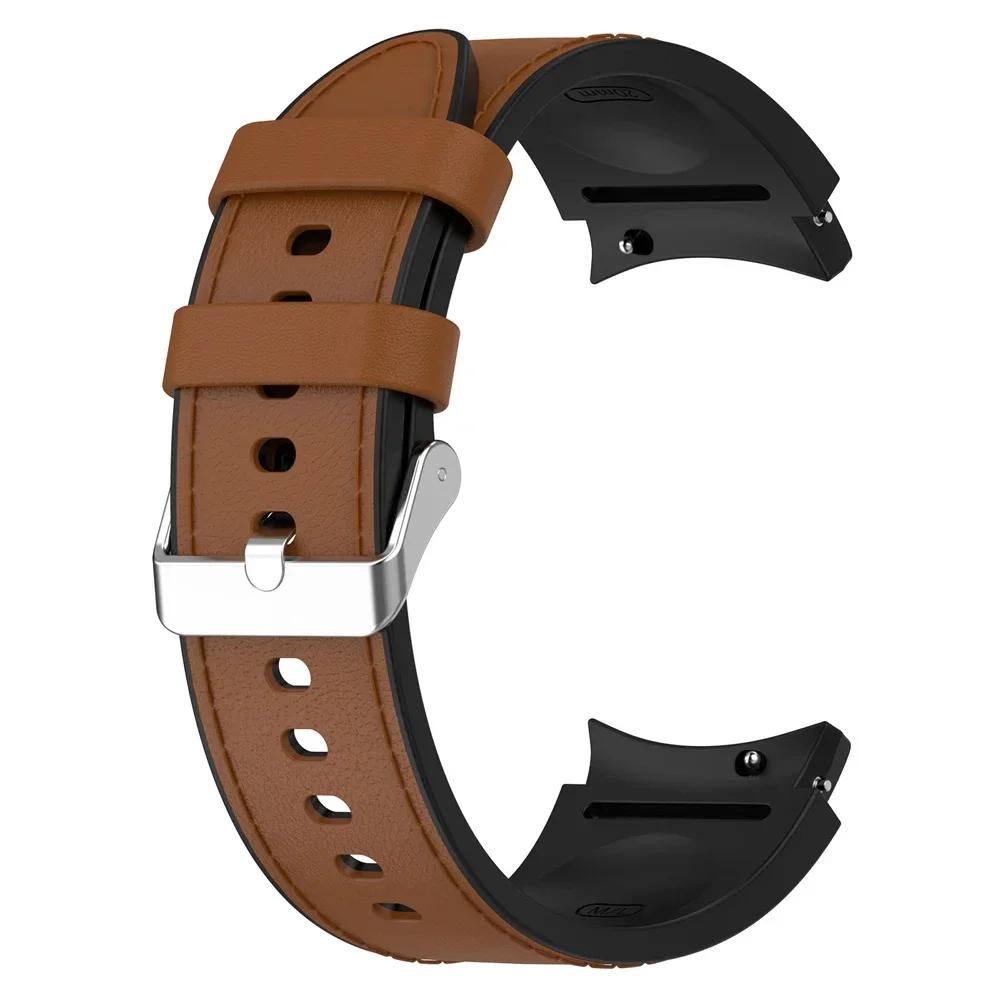 Силиконовый Кожаный Браслет Для Samsung Galaxy Watch 7 6 5 Pro 40мм 44мм Ремешок Watch 6 4 Classic 47/43/46мм Ремешок Correa Ремешок Для Часов
