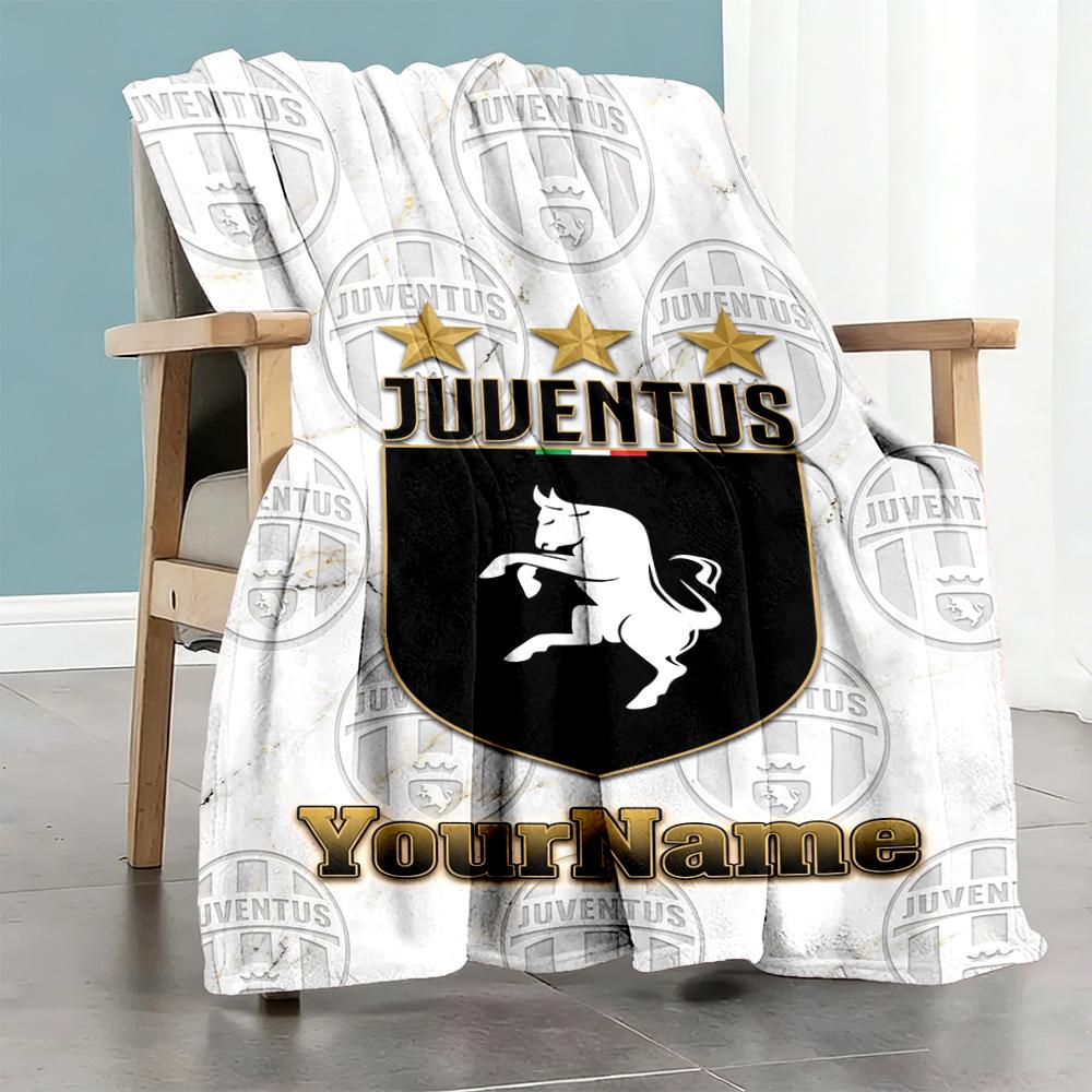 Juventus Customize Your Name Blanket Cozy Customizable Blanket Soft & Cozy Throw For Couch Office Chair Picnics Sofa All-Season Use