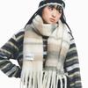 COQUET FRINGED BRUSHED STRIPE Wide LONG MUFFLER CREAM